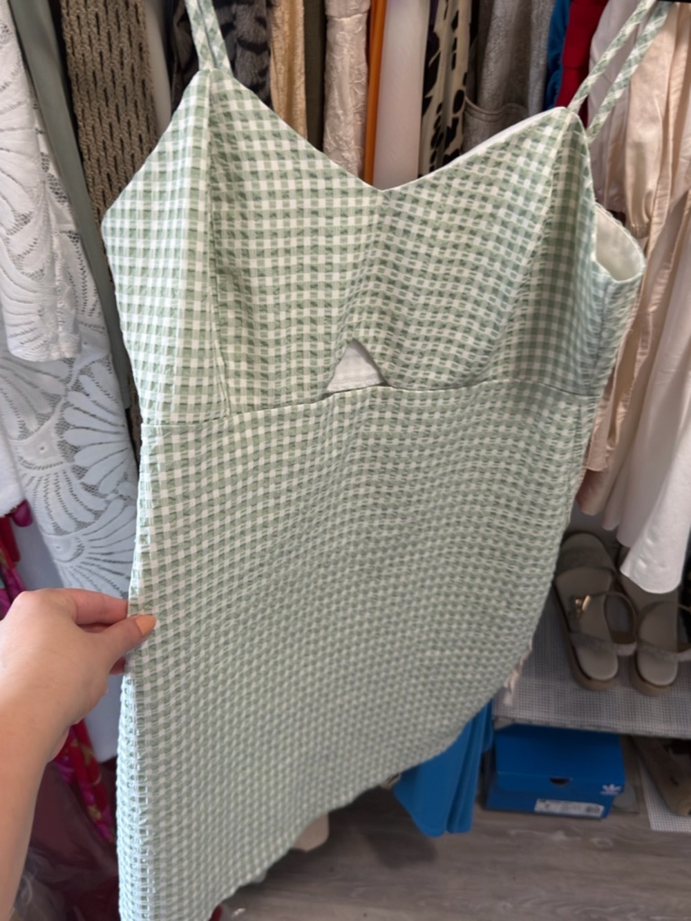 Pastel Green Gingham Slip jumpsuits